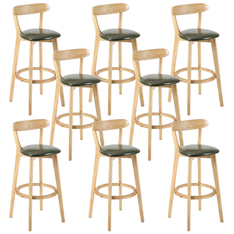 Industrial Backrest Counter Stool Rubber Wood Cafe Bar Stool with Cushion and Pedal Army Green 8 Piece Set Clearhalo 'Bar Furniture' 'Bar Stools' 'bar_stools' 'furn' 'furn_bar_stools' 'Furniture' 'Kitchen & Dining Furniture' 6853702
