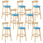 Industrial Backrest Counter Stool Rubber Wood Cafe Bar Stool with Cushion and Pedal Sky Blue 8 Piece Set Clearhalo 'Bar Furniture' 'Bar Stools' 'bar_stools' 'furn' 'furn_bar_stools' 'Furniture' 'Kitchen & Dining Furniture' 6853703