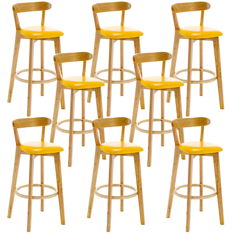 Industrial Backrest Counter Stool Rubber Wood Cafe Bar Stool with Cushion and Pedal Ginger 8 Piece Set Clearhalo 'Bar Furniture' 'Bar Stools' 'bar_stools' 'furn' 'furn_bar_stools' 'Furniture' 'Kitchen & Dining Furniture' 6853704