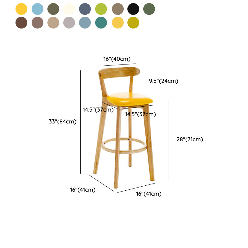 Industrial Backrest Counter Stool Rubber Wood Cafe Bar Stool with Cushion and Pedal Clearhalo 'Bar Furniture' 'Bar Stools' 'bar_stools' 'furn' 'furn_bar_stools' 'Furniture' 'Kitchen & Dining Furniture' 6853705