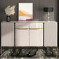 Porte di vetro in pietra di credenza in stile glam Credenza a buffet con armadi e cassetti