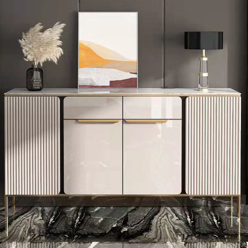 Porte di vetro in pietra di credenza in stile glam Credenza a buffet con armadi e cassetti