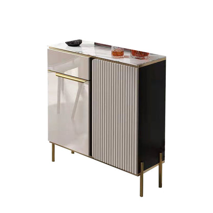 Porte di vetro in pietra di credenza in stile glam Credenza a buffet con armadi e cassetti
