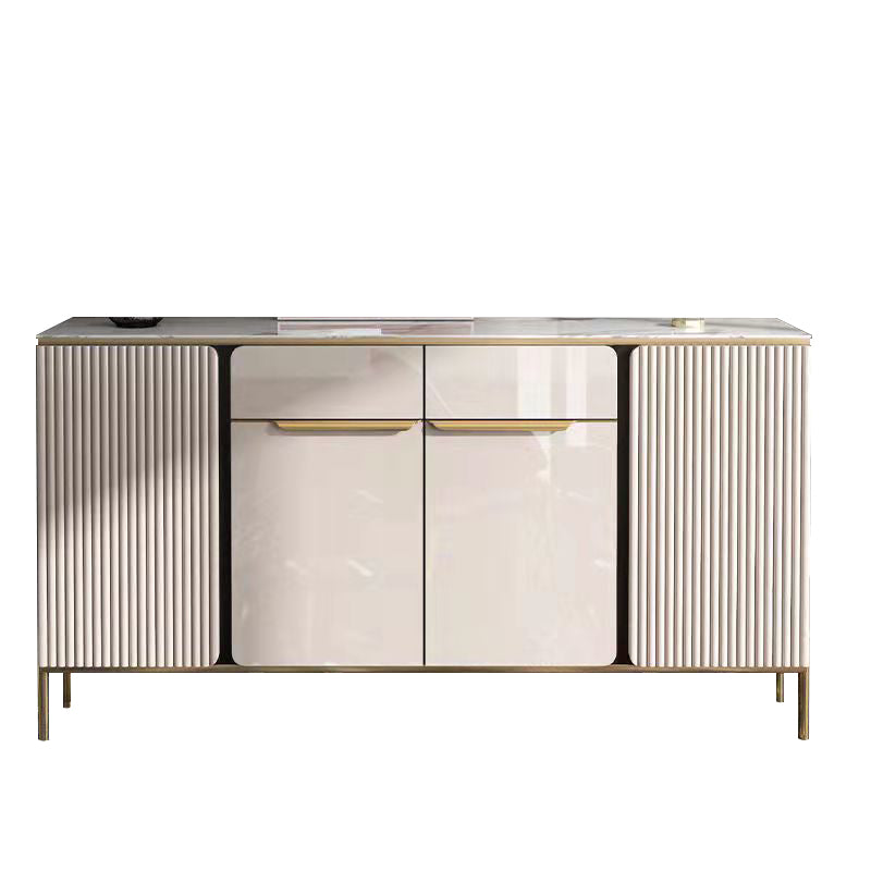Porte di vetro in pietra di credenza in stile glam Credenza a buffet con armadi e cassetti