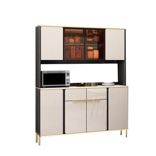 Porte di vetro in pietra di credenza in stile glam Credenza a buffet con armadi e cassetti