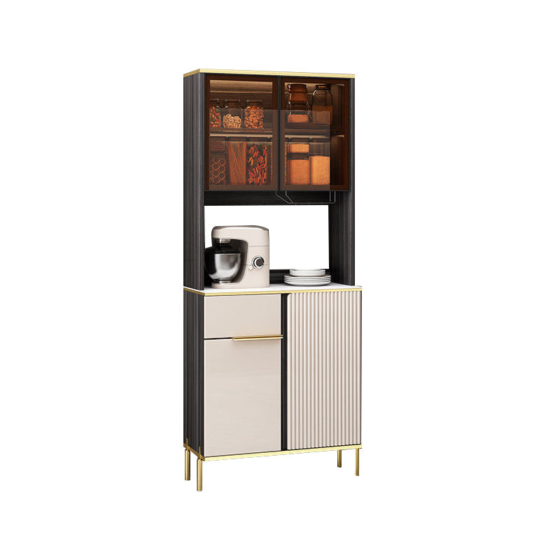 Porte di vetro in pietra di credenza in stile glam Credenza a buffet con armadi e cassetti