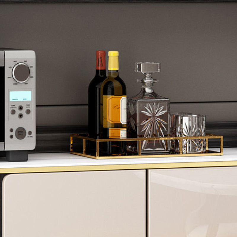 Porte di vetro in pietra di credenza in stile glam Credenza a buffet con armadi e cassetti