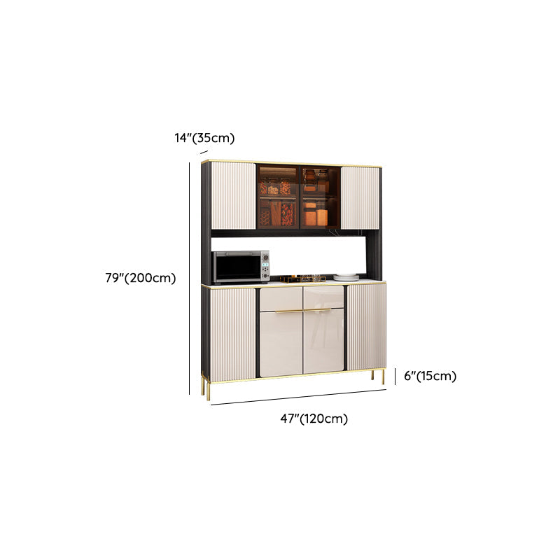 Porte di vetro in pietra di credenza in stile glam Credenza a buffet con armadi e cassetti