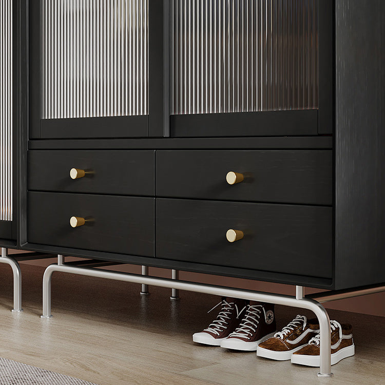 Dennenhout zwart opbergkast moderne kast met glazen deuren