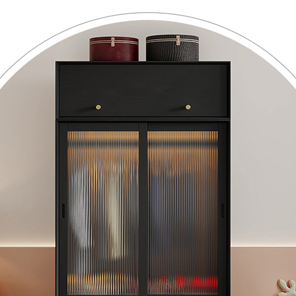 Dennenhout zwart opbergkast moderne kast met glazen deuren