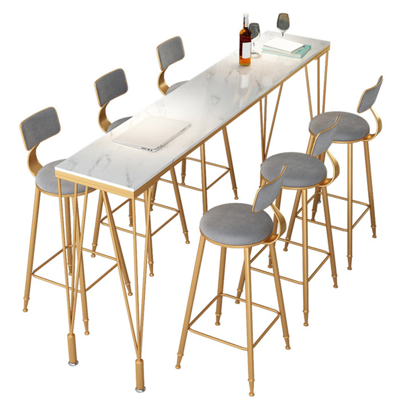 1/4/7 Pieces Pub Dining Set Modern Faux Marble Bar Stool and Table Set 7 Pieces: Table, 6 Gray Stools Clearhalo 'Bar Furniture' 'furn' 'furn_home_bar_bar_sets' 'Furniture' 'Home Bars & Bar Sets' 'home_bar_bar_sets' 'Kitchen & Dining Furniture' 6854066