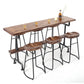 1/4/7 Pieces Pub Dining Set Rectangular Counter Height Pub Set 7 Pieces: Table, 6 Brown Stools Clearhalo 'Bar Furniture' 'furn' 'furn_home_bar_bar_sets' 'Furniture' 'Home Bars & Bar Sets' 'home_bar_bar_sets' 'Kitchen & Dining Furniture' 6854090