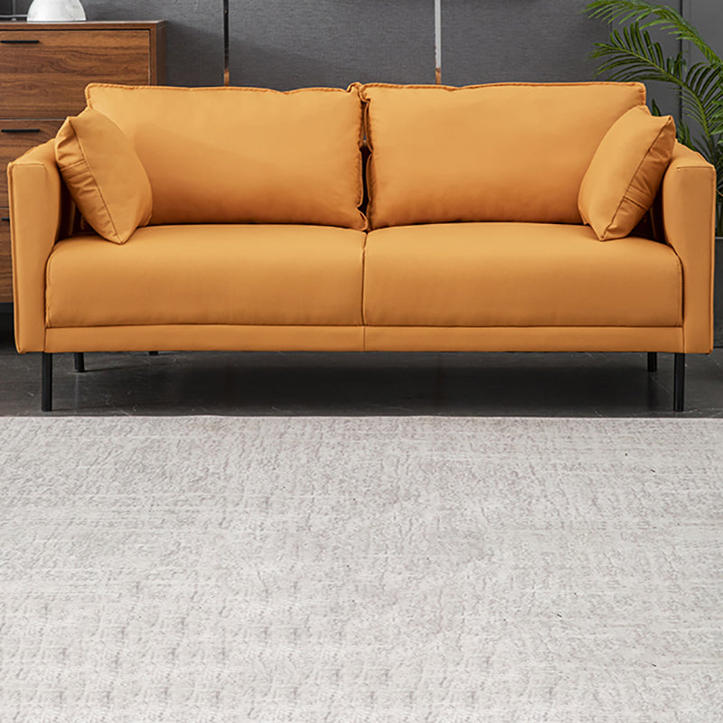 Contemporary Faux Leather Sofa with 2 Pillows Square Arm Settee