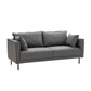 Contemporary Faux Leather Sofa with 2 Pillows Square Arm Settee