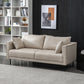 Contemporary Faux Leather Sofa with 2 Pillows Square Arm Settee