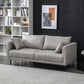 Contemporary Faux Leather Sofa with 2 Pillows Square Arm Settee