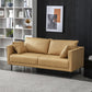 Contemporary Faux Leather Sofa with 2 Pillows Square Arm Settee