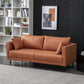 Contemporary Faux Leather Sofa with 2 Pillows Square Arm Settee