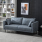 Contemporary Faux Leather Sofa with 2 Pillows Square Arm Settee