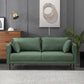 Contemporary Faux Leather Sofa with 2 Pillows Square Arm Settee