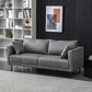 Contemporary Faux Leather Sofa with 2 Pillows Square Arm Settee