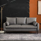 Contemporary Faux Leather Sofa with 3 Pillows Square Arm Living Room Settee