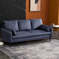 Contemporary Faux Leather Sofa with 3 Pillows Square Arm Living Room Settee