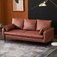 Contemporary Faux Leather Sofa with 3 Pillows Square Arm Living Room Settee