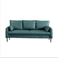 Contemporary Faux Leather Sofa with 3 Pillows Square Arm Living Room Settee