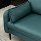 Contemporary Faux Leather Sofa with 3 Pillows Square Arm Living Room Settee