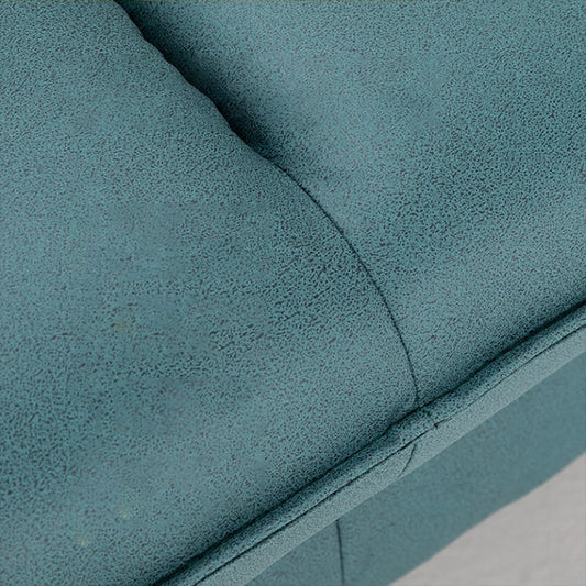 Contemporary Faux Leather Sofa with 3 Pillows Square Arm Living Room Settee