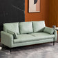 Contemporary Faux Leather Sofa with 3 Pillows Square Arm Living Room Settee