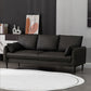 Contemporary Faux Leather Sofa with 3 Pillows Square Arm Living Room Settee