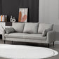 Contemporary Faux Leather Sofa with 3 Pillows Square Arm Living Room Settee