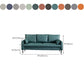 Contemporary Faux Leather Sofa with 3 Pillows Square Arm Living Room Settee