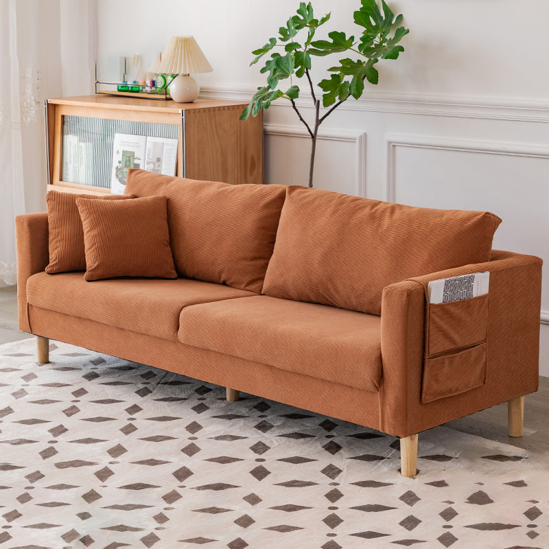 Canapé contemporain avec 2 oreillers en arrière et rangement en bois massif