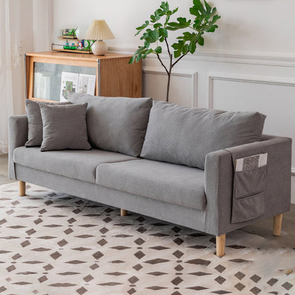 Canapé contemporain avec 2 oreillers en arrière et rangement en bois massif