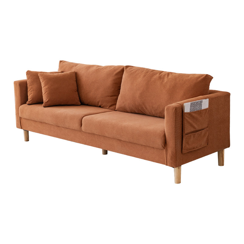 Canapé contemporain avec 2 oreillers en arrière et rangement en bois massif