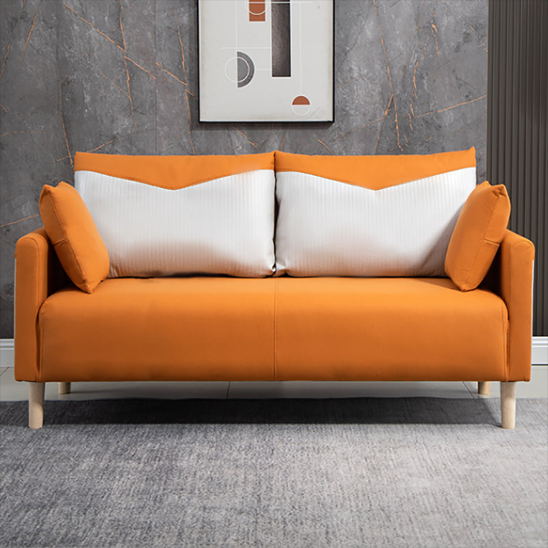 Contemporary Sofa with 2 Pillows Square Arm Living Room Seating Clearhalo 'furn' 'furn_sofas' 'Furniture' 'Living Room Furniture' 'Sofa' 'sofas' 6855155