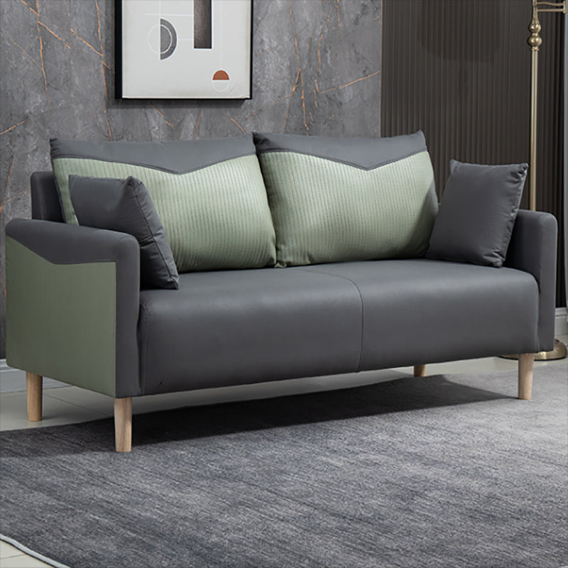 Contemporary Sofa with 2 Pillows Square Arm Living Room Seating Clearhalo 'furn' 'furn_sofas' 'Furniture' 'Living Room Furniture' 'Sofa' 'sofas' 6855157