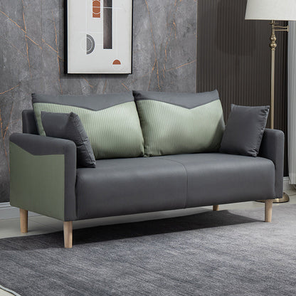 Contemporary Sofa with 2 Pillows Square Arm Living Room Seating Grey Green Clearhalo 'furn' 'furn_sofas' 'Furniture' 'Living Room Furniture' 'Sofa' 'sofas' 6855169