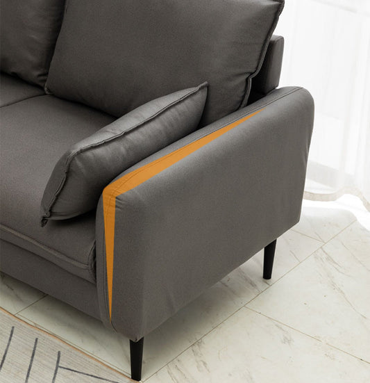 3-Seater Leather Square Arm Pillows Back Sofa for Living Room