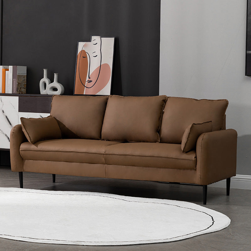 Oreillers à bras carré en cuir à 3 places canapé arrière pour le salon