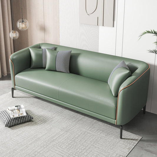 Scandinavian Faux Leather Sofa Living Room Tuxedo Arm Loveseat