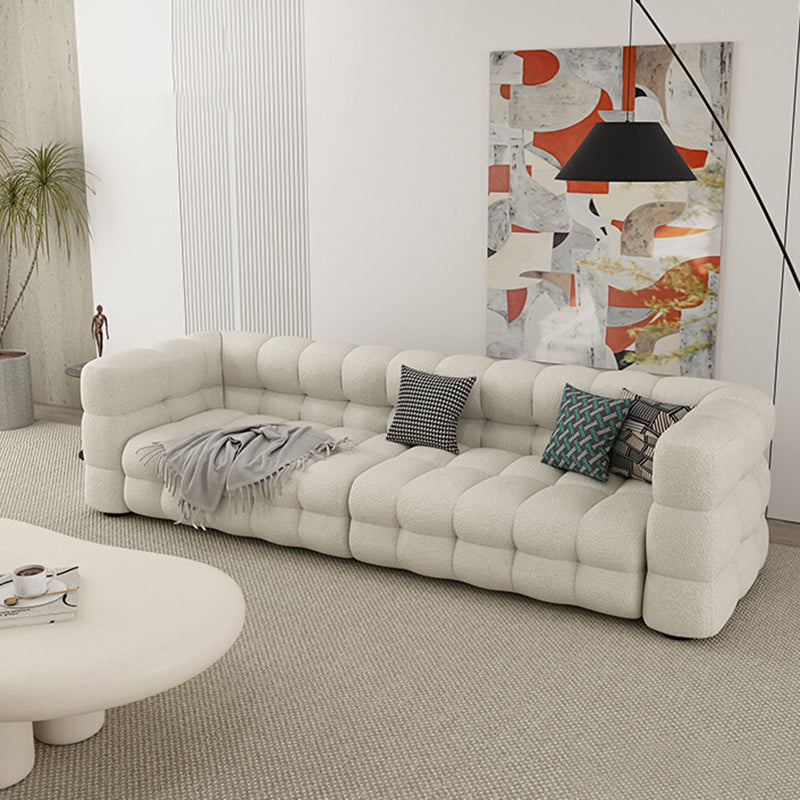 35" Wide Scandinavian Sofa Bed White Fabric Seating with Pillows Clearhalo 'furn' 'furn_sofas' 'Furniture' 'Living Room Furniture' 'Sofa' 'sofas' 6855295