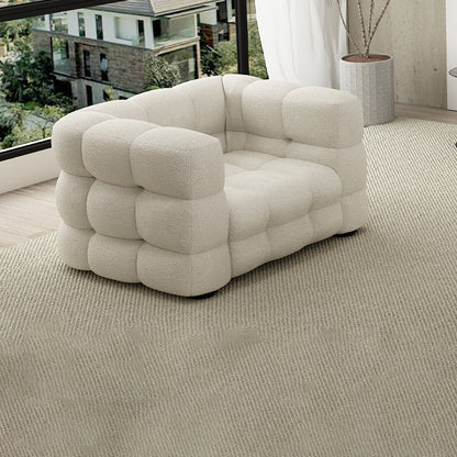 35" Wide Scandinavian Sofa Bed White Fabric Seating with Pillows 49.2"L x 35.4"W x 26.8"H Flannel Clearhalo 'furn' 'furn_sofas' 'Furniture' 'Living Room Furniture' 'Sofa' 'sofas' 6855296