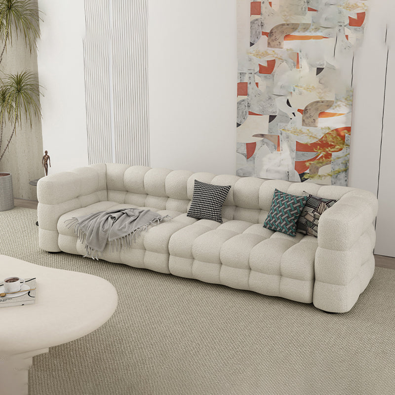 35" Wide Scandinavian Sofa Bed White Fabric Seating with Pillows 67"L x 35"W x 27"H Flannel Clearhalo 'furn' 'furn_sofas' 'Furniture' 'Living Room Furniture' 'Sofa' 'sofas' 6855297