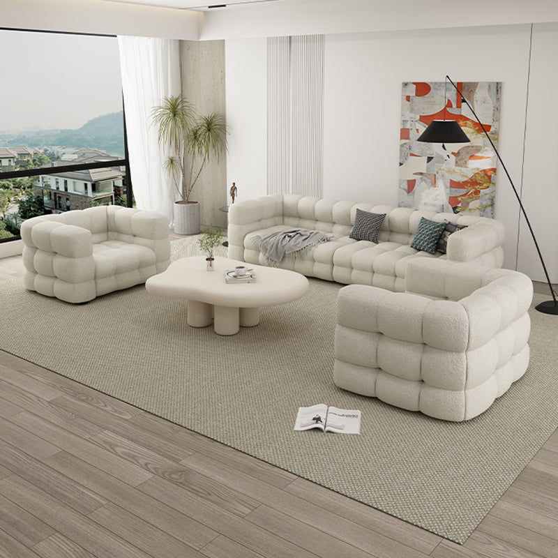 35" Wide Scandinavian Sofa Bed White Fabric Seating with Pillows Clearhalo 'furn' 'furn_sofas' 'Furniture' 'Living Room Furniture' 'Sofa' 'sofas' 6855298