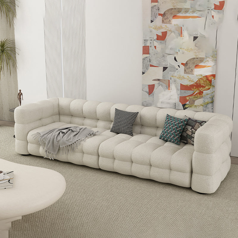 35" Wide Scandinavian Sofa Bed White Fabric Seating with Pillows 78.7"L x 35.4"W x 26.8"H Flannel Clearhalo 'furn' 'furn_sofas' 'Furniture' 'Living Room Furniture' 'Sofa' 'sofas' 6855299
