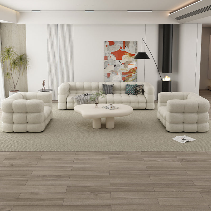 35" Wide Scandinavian Sofa Bed White Fabric Seating with Pillows Clearhalo 'furn' 'furn_sofas' 'Furniture' 'Living Room Furniture' 'Sofa' 'sofas' 6855302